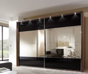 downlight mirror glass wardrobe sliding doors